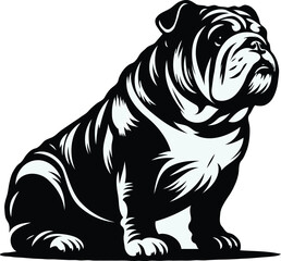 A sitting Bulldog silhouette vector art illustration