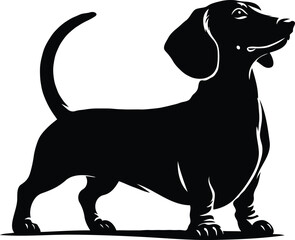 Dog with small legs silhouette vector art illustration