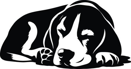 Dog Sleeping silhouette vector art illustration