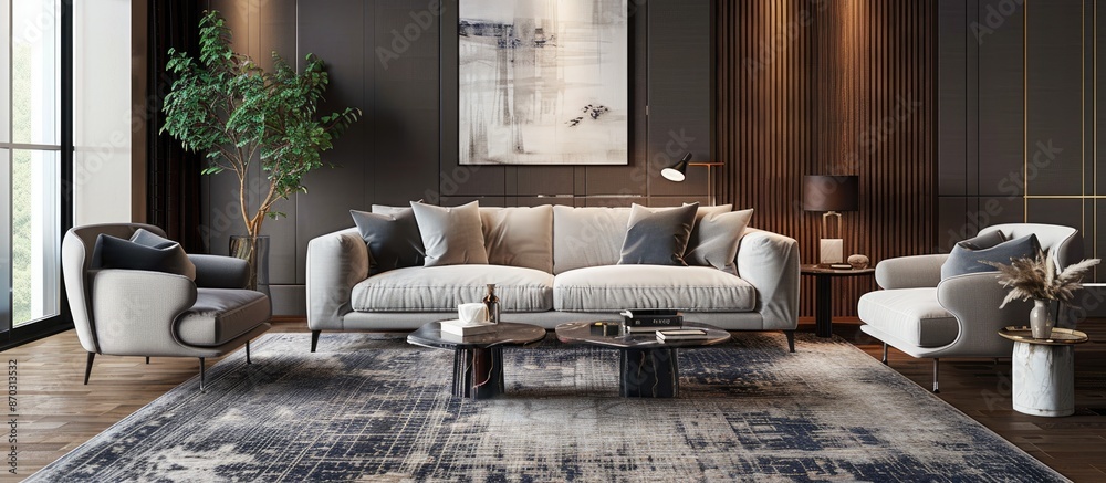 Poster beautiful rug to make your home more elegant. with copy space image. place for adding text or design