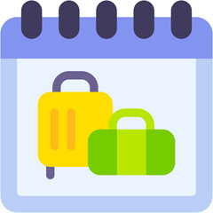 Vector Icon Calendar, Time And Date, Travel, Luggage, Baggage, Suitcase