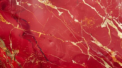 Abstract red and gold marble pattern, with luxurious swirls and a vibrant textured appearance for backgrounds