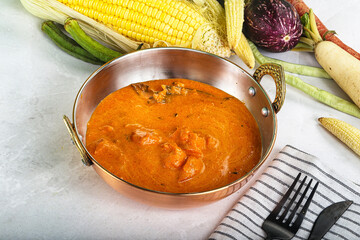 Indian cuisine - spicy prawn masala