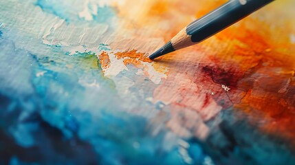 Obraz premium A pencil dipped in watercolor, blending shades seamlessly