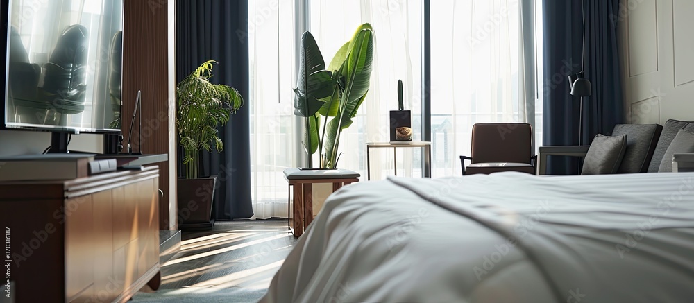 Poster interior of a modern hotel apartment. with copy space image. place for adding text or design