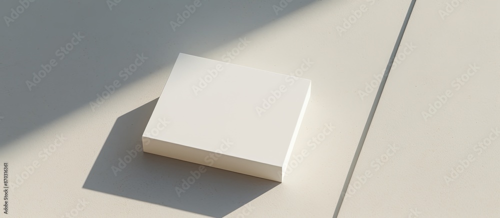 Fototapete diagonal white business card mockups with soft shadows on a light grey concrete surface for a flat l