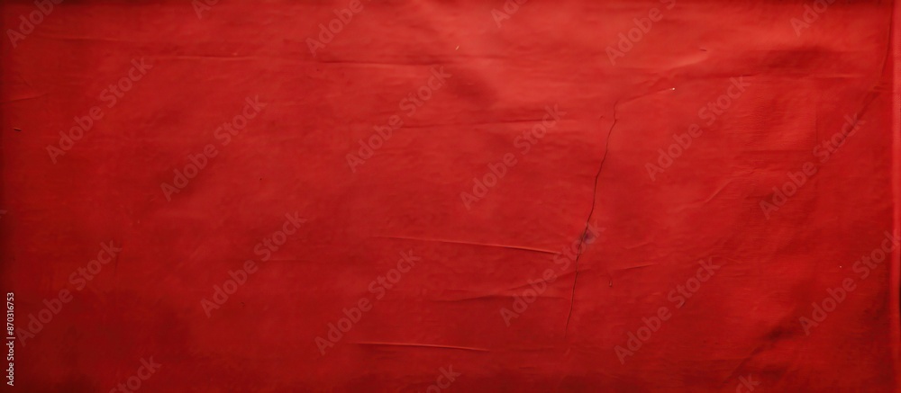 Poster A top-down view of a red fabric's texture with a banner design and copy space image.