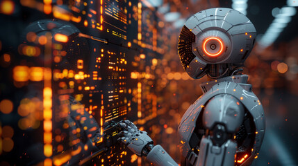 Fototapeta premium Robot assistant, Artificial Intelligence