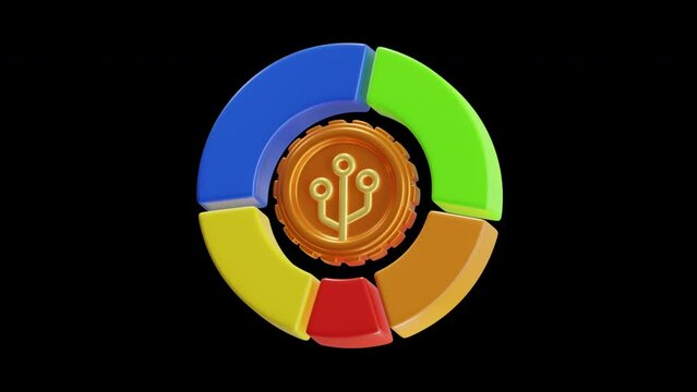 3D Animation of Tokenomic Refers to Crypto tokens | Alpha Channel
