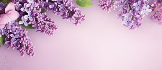 Lilac flowers in a floral background with copy space image, ideal for a Mother's Day card.