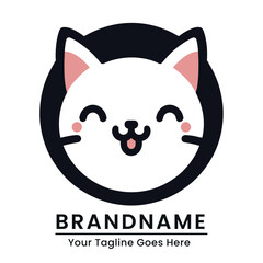 Artistic and detailed cat logo with a vibrant background and floral elements ideal for creative brands or boutiques