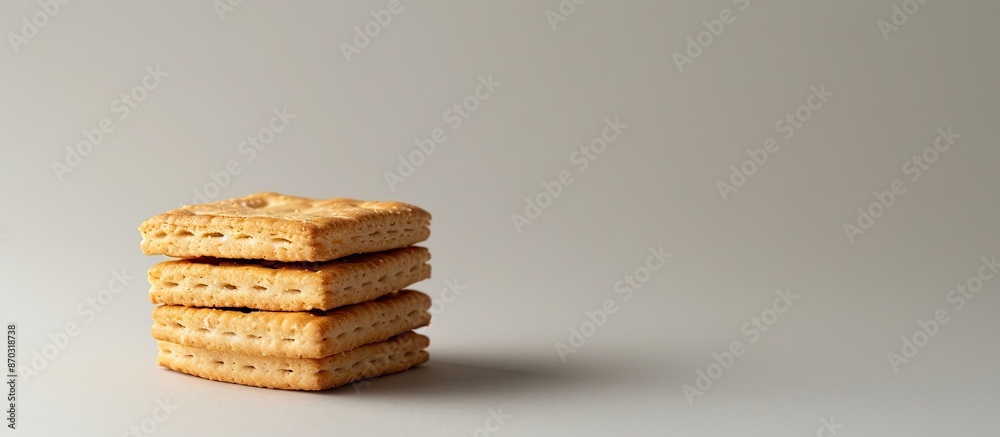 Aufkleber Copy space image of a salt cracker on a plain background for design or text insertion.