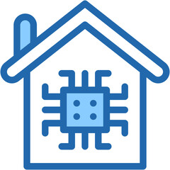 Vector Icon Smart Home, Chip, Technology, Electronics, House