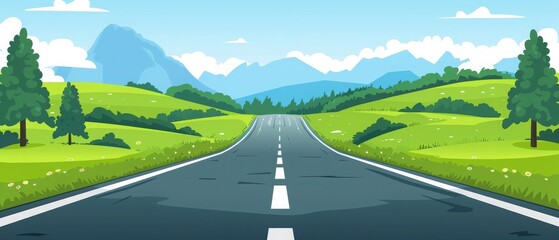landscape with a road, illustration 