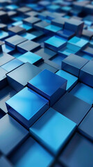 Futuristic abstract modern background from rotating blue cubes