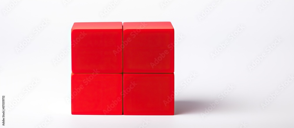 Aufkleber Close-up view of a red building block against a white backdrop with ample copy space image.