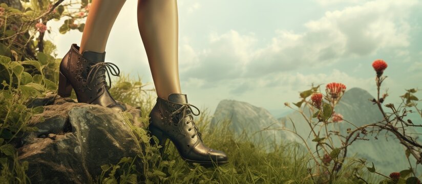 An attractive young woman's alluring legs set against a natural backdrop with copy space image.