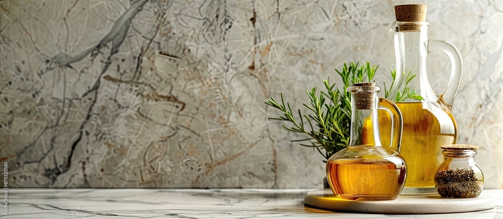 Poster oil and vinegar on the counter top. with copy space image. Place for adding text or design