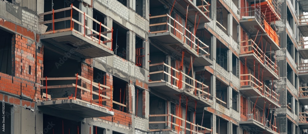 Poster New apartment construction site, industry and technical concepts. with copy space image. Place for adding text or design