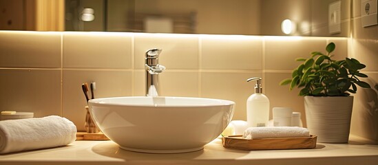 Interior of a hotel bathroom. with copy space image. Place for adding text or design