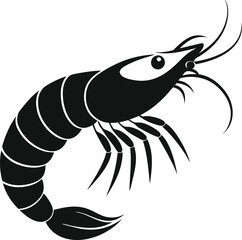 Shrimp silhouette vector illustration Icon 