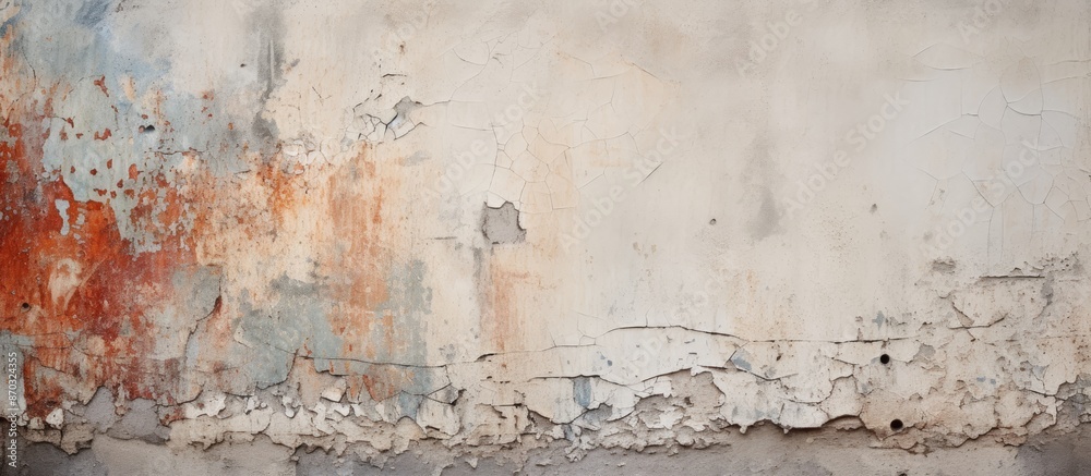 Poster high-resolution textures showing cracked and peeling paint on a concrete wall with copy space image.