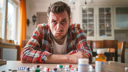 man feeling bad when get drugs, anti drug concept