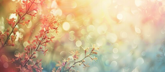 Fototapeta premium A soft, vintage filter effect enhances the blurred floral abstract background, creating an artistic copy space image.