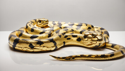 Obraz premium golden snakes with black markings on a white background.
