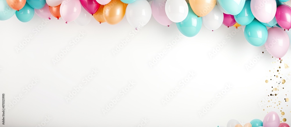 Aufkleber Party decorations displayed with empty space for text or images on white background. with copy space image. Place for adding text or design