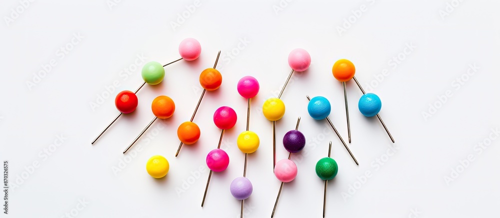 Poster colorful pin on a white background with copy space image.