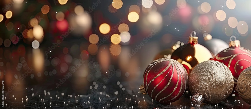 Leinwandbilder Festive Christmas ornaments with empty space for text or graphics in the frame. with copy space image. Place for adding text or design