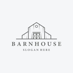 farm or barn house line art logo vector symbol design illustration