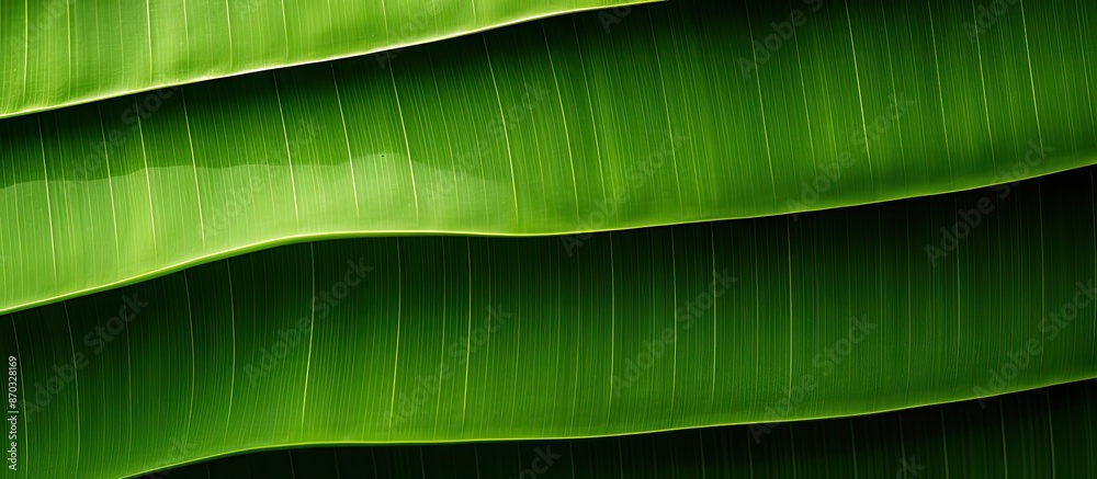 Aufkleber banana leaf texture closeup in sunlight with copy space image.