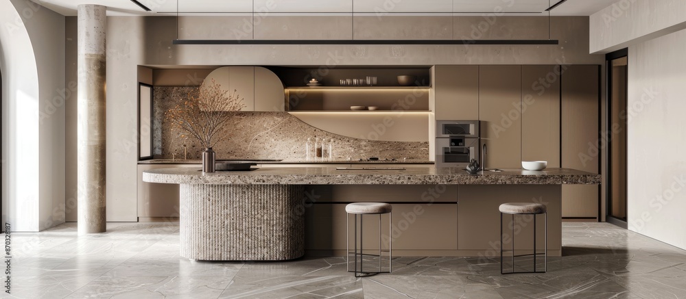 Aufkleber Environment with a modern neutral kitchen. with copy space image. Place for adding text or design