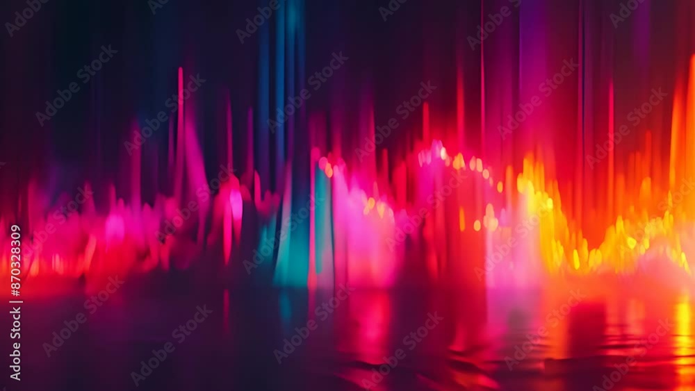 Poster A sound wave represented by a spectrum of colors representing each frequency.
