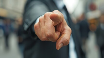 Businessman Directly Pointing Finger at Viewer