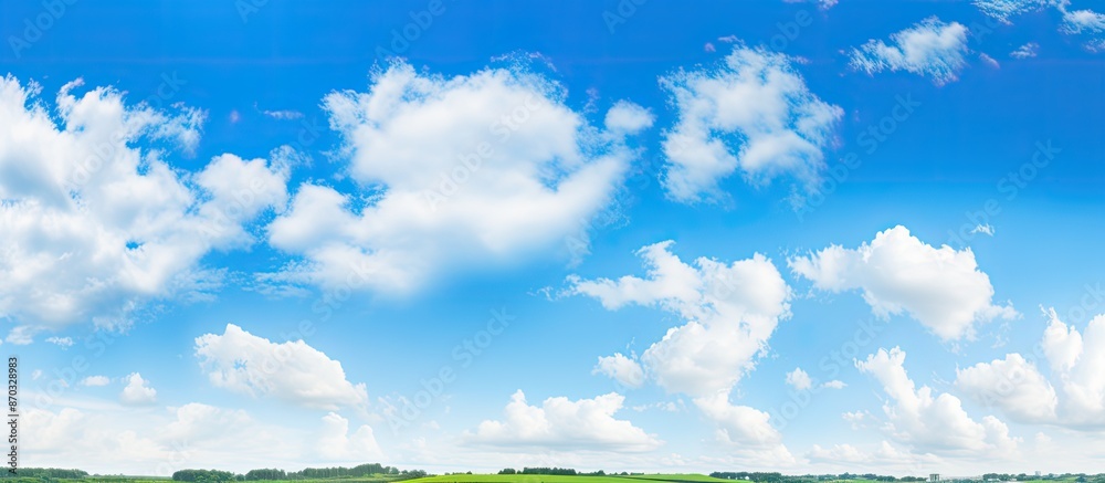 Aufkleber Copy space image of a serene nature backdrop with blue skies and fluffy white clouds in a horizontal layout.