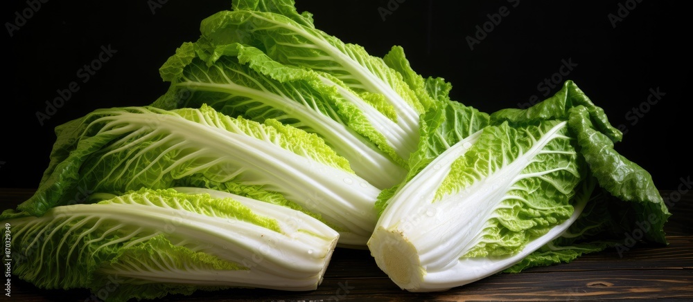Leinwandbilder fresh chinese cabbage displayed on a dark backdrop with available copy space image.