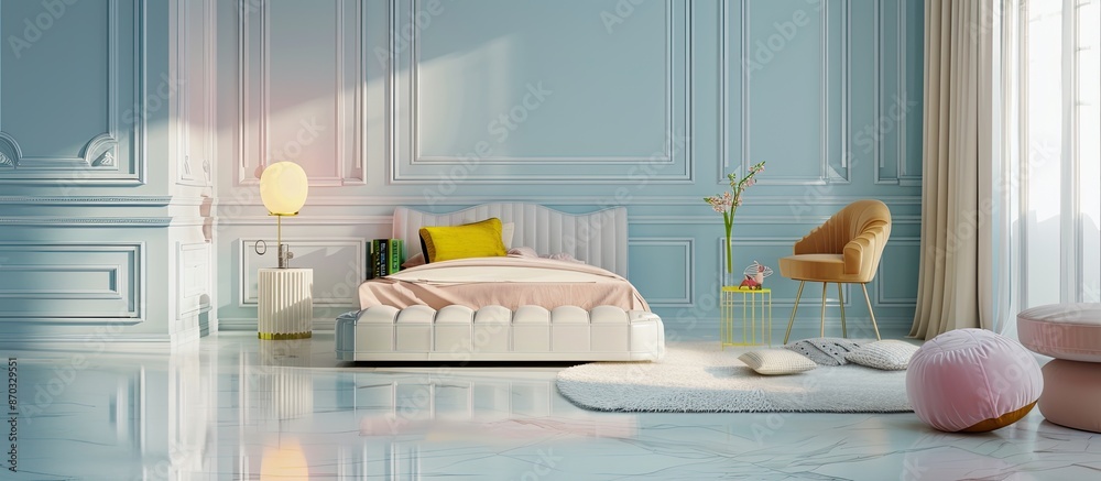 Poster modern interior of the house living room decor elements and segments of the luxurious environment of