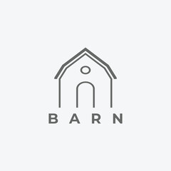 farm or barn house line art logo vector symbol design illustration