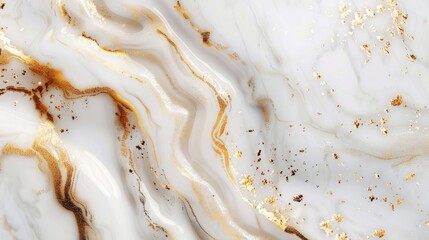 Obraz premium A gold and white marble wall with gold specks