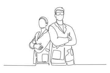 Scientist concept. Single line draw design vector graphic illustration.