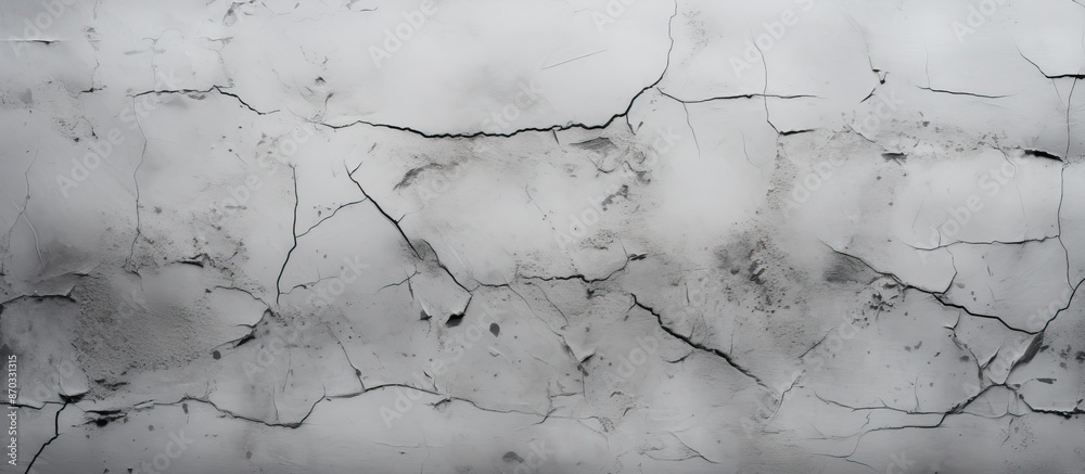 Poster smooth gray concrete wall with cracks providing a textured background or wallpaper with copy space i