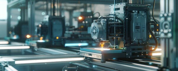 3D Printing Machine in Action - Futuristic Factory - Close-up