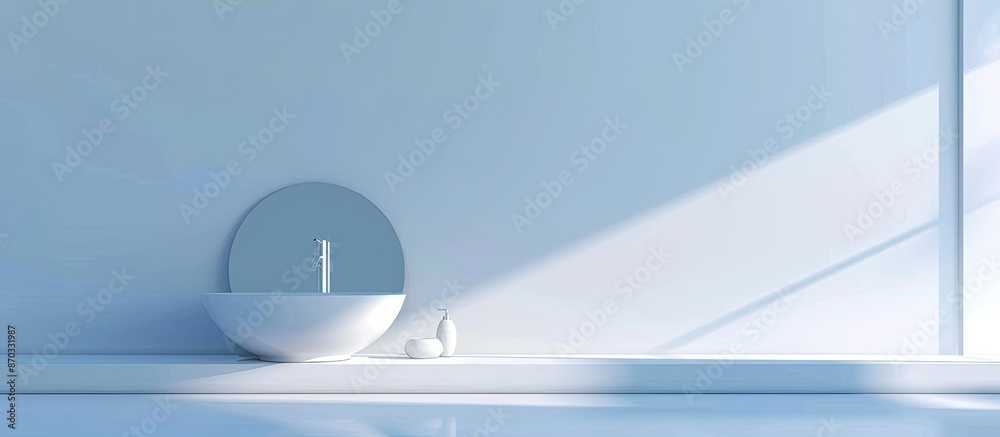 Aufkleber Indoor modern water sink with mirror reflection in the restroom. with copy space image. Place for adding text or design
