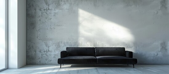 Interior design of empty modern room with black couch. with copy space image. Place for adding text or design