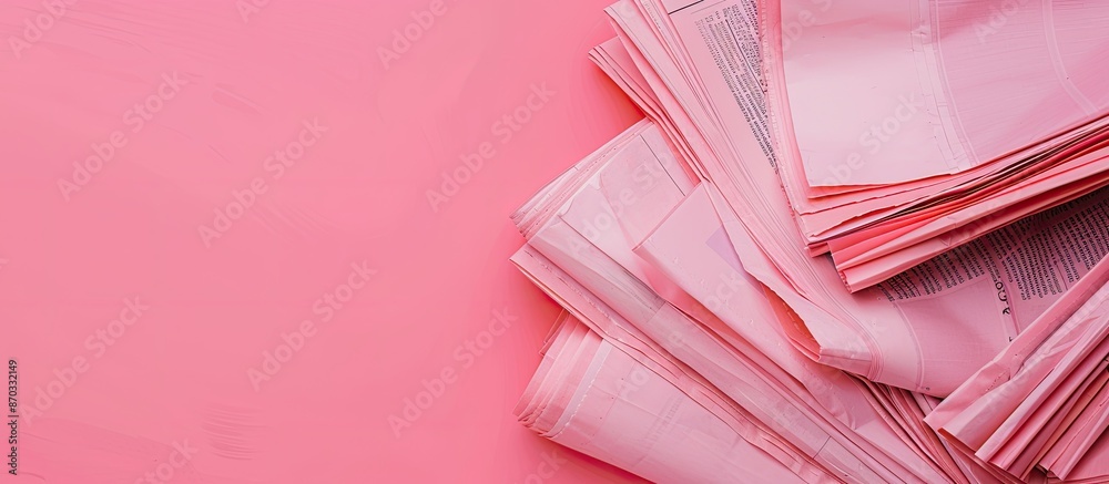 Poster Newspapers with empty spaces, set against a pink backdrop with copy space image.