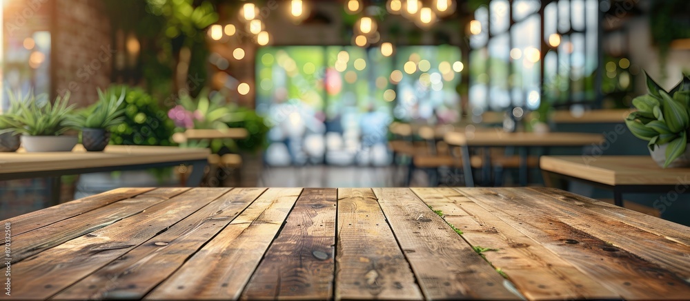 Poster Table Top And Blur Interior of The Background. with copy space image. Place for adding text or design