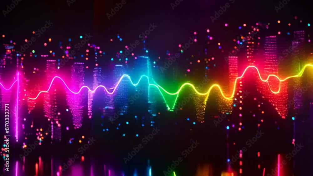 Poster A sound wave represented by a spectrum of colors representing each frequency.